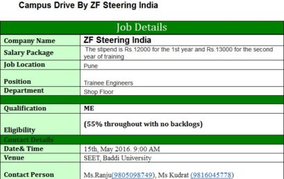 Campus Drive By ZF Steering India