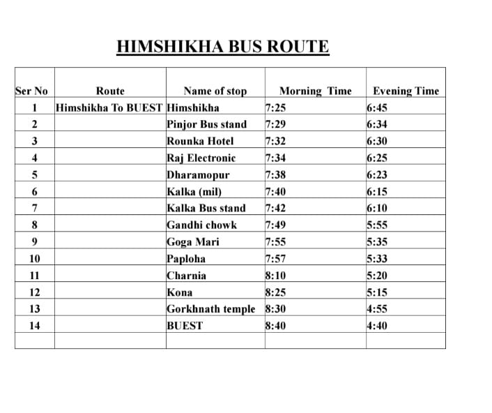 HIMSHIKA BUS ROUTE